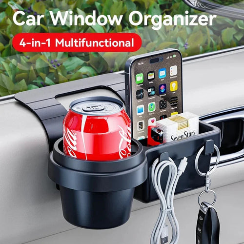 Car Cup Stand Phone Holder Mount Tray Side Door Window Storage Barrel