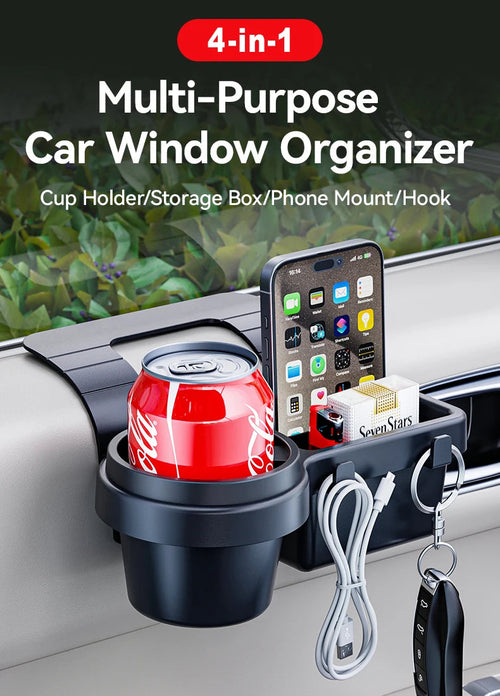 Car Cup Stand Phone Holder Mount Tray Side Door Window Storage Barrel