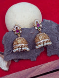 Elegant Gold-Plated Floral Jhumka Earrings
