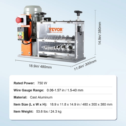 Automatic Wire Stripping Machine, 1.5 mm-40 mm Electric Motorized