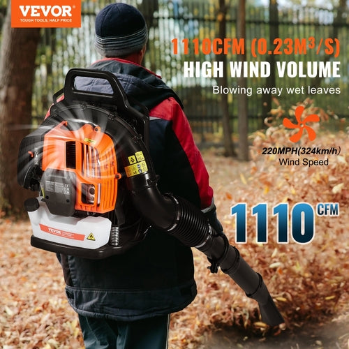Backpack Leaf Blower, 63CC 2-Cycle Gas Leaf Blower with 1.89L Fuel