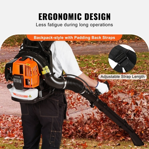 Backpack Leaf Blower, 63CC 2-Cycle Gas Leaf Blower with 1.89L Fuel