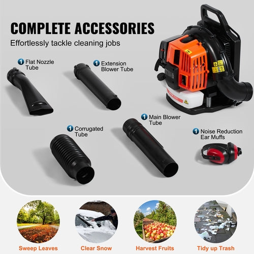 Backpack Leaf Blower, 63CC 2-Cycle Gas Leaf Blower with 1.89L Fuel