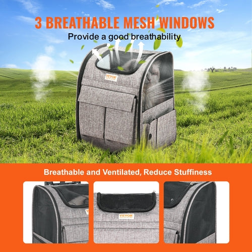Cat Carrier with Wheels, Rolling Pet Carrier with Telescopic Handle