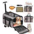 Cat Carrier with Wheels, Airline Approved Rolling Pet Carrier with