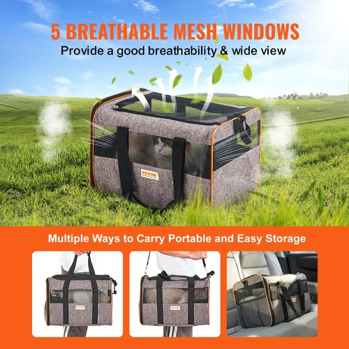 Cat Carrier with Wheels, Airline Approved Rolling Pet Carrier with