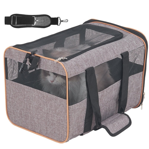 Cat Carrier with Wheels, Airline Approved Rolling Pet Carrier with