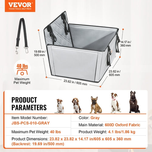 Dog Car Seat, Waterproof Dog Booster Seat for Car with Support Frame,