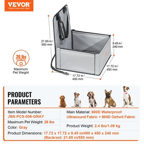 Dog Car Seat, Dog Booster Seat for Car with Support Frame, Pet Car