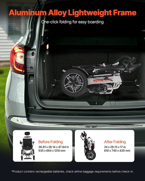 Electric Wheelchair for Adults, 136kg Capacity with Adjustable