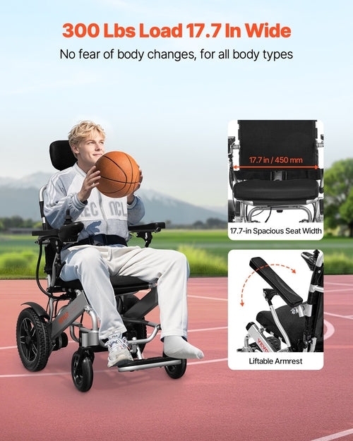 Electric Wheelchair for Adults, 136kg Capacity with Adjustable