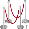 Retractable Silver Round Top Queue Control Barrier Posts Stands