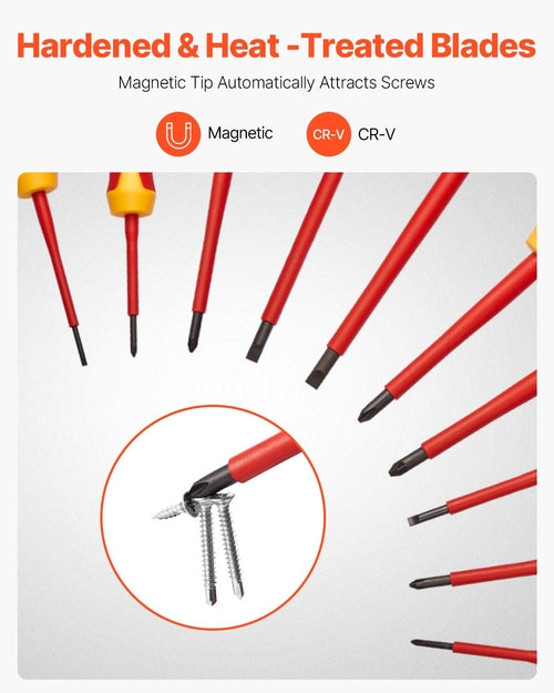 Insulated Screwdriver Set, 11-Piece Professional Electrical