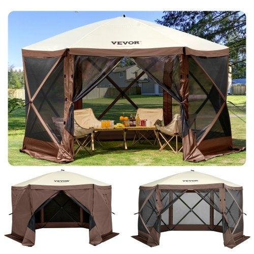 Gazebo Screen Tent, 10 x 10 ft, 6 Sided Pop-up Camping Canopy Shelter