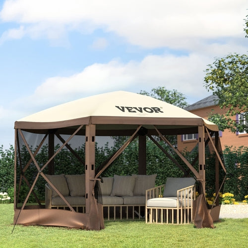 Gazebo Screen Tent, 10 x 10 ft, 6 Sided Pop-up Camping Canopy Shelter