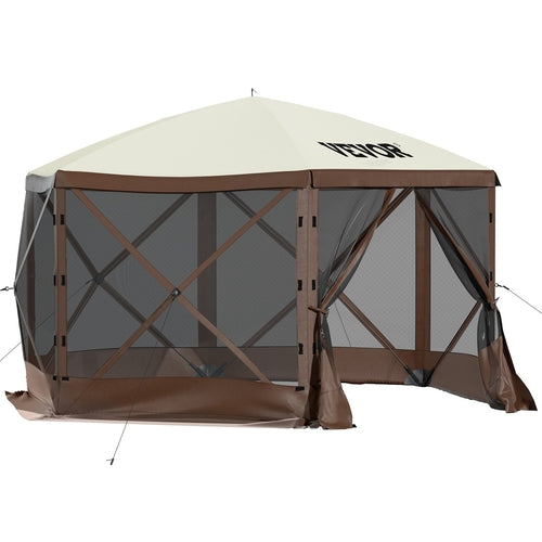 Gazebo Screen Tent, 10 x 10 ft, 6 Sided Pop-up Camping Canopy Shelter
