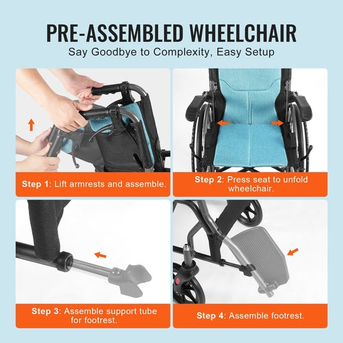 Wheelchair, Durable Aluminum Alloy Ultra-Lightweight Wheelchairs,