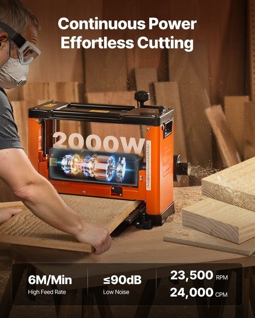 Thickness Planer, Three-Blade, 330 mm Width Worktable Power Benchtop