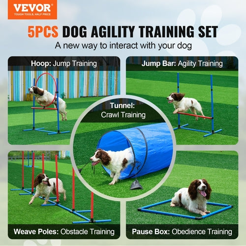 Dog Agility Training Equipment, 5 PCS Set with Adjustable High