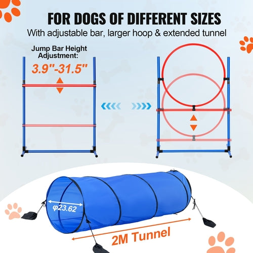 Dog Agility Training Equipment, 5 PCS Set with Adjustable High