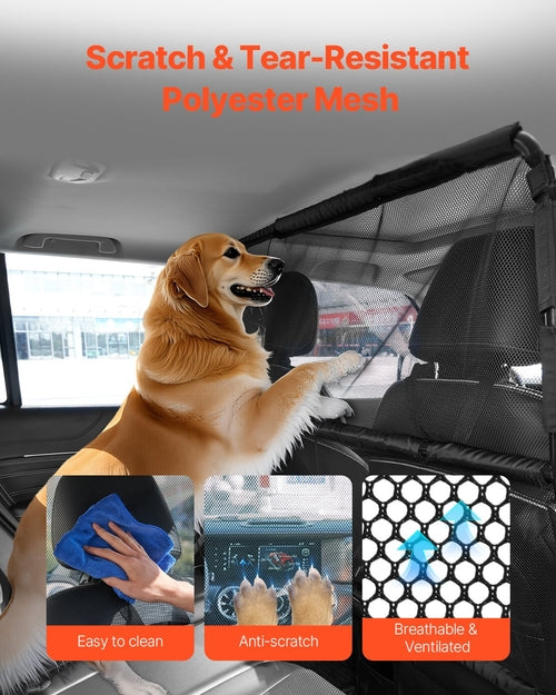 Dog Car Barrier, 56in Wide Car Divider for Front Seats Installation,