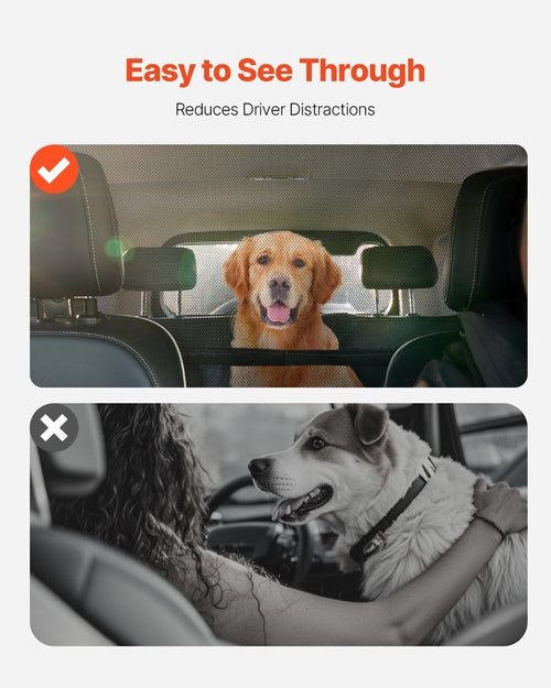 Dog Car Barrier, 56in Wide Car Divider for Front Seats Installation,