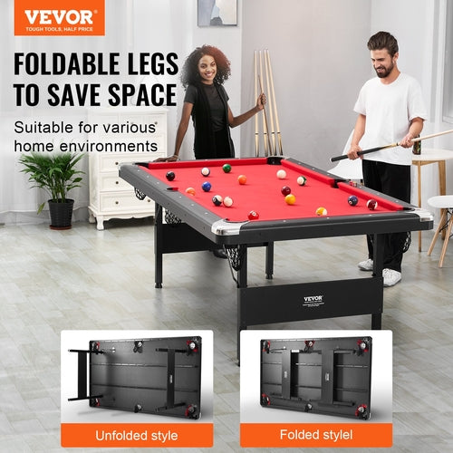 Billiards Table, 213 cm Pool Table, Portable Foldable Space-Saving