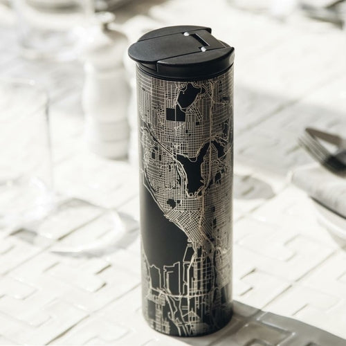Wilmette - Illinois Engraved Map Tumbler in Matte Black